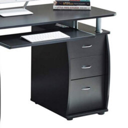 Wicklow Computer Desk With Cabinet And 3 Drawers - Black - thumbnail 6