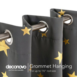 Deconovo Light Grey Curtains Thermal Gold Star Foil Printed Eyelet Blackout Curtains For Living Room, 46 X 54 Inch, 2 Panels - thumbnail 3