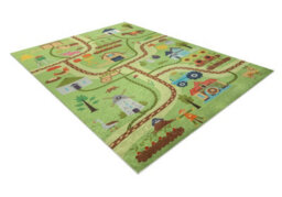 RugsX Bambino 50200 Washing Carpet Village, Streets For Children Anti-Slip - Green 120X170 Cm - thumbnail 3