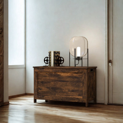 FURNOLD Industrial Wooden Storage Box Chest Trunk Rustic Brown - image 1