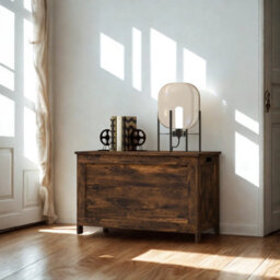 FURNOLD Industrial Wooden Storage Box Chest Trunk Rustic Brown - thumbnail 3