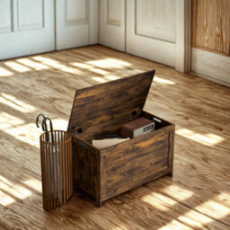 FURNOLD Industrial Wooden Storage Box Chest Trunk Rustic Brown - thumbnail 4