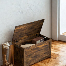 FURNOLD Industrial Wooden Storage Box Chest Trunk Rustic Brown - thumbnail 5