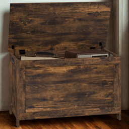 FURNOLD Industrial Wooden Storage Box Chest Trunk Rustic Brown - thumbnail 6