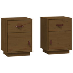 Berkfield Bedside Cabinets 2 Pcs Honey Brown 40X34X55 Cm Solid Wood Pine - thumbnail 2