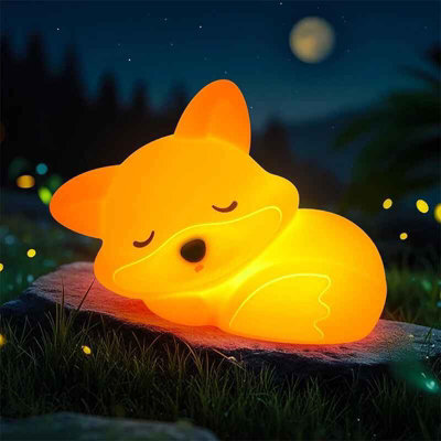 Fox Night Light Squishy Silicone Lamp Rechargeable Dimmable Touch Bedside Nightlight With Timer - image 1
