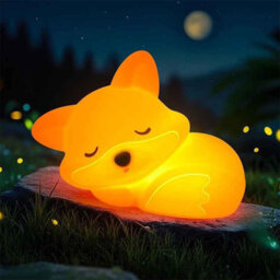 Fox Night Light Squishy Silicone Lamp Rechargeable Dimmable Touch Bedside Nightlight With Timer - thumbnail 1