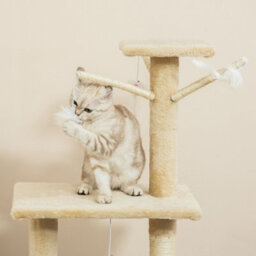 Pawhut Cat Tree For Indoor Cats, 135Cm Scratching Post Climbing Tower, Beige - thumbnail 9
