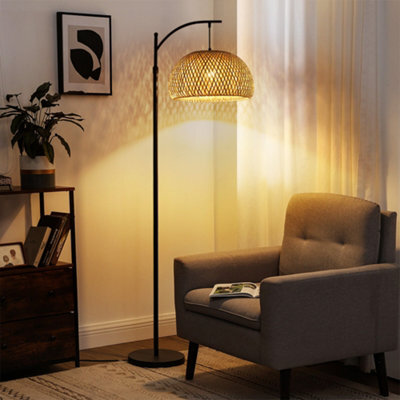 Living And Home 162.5Cm H E27 Bulb Base 60W Traditional Woven Rattan Floor Lamp With Foot Switch - image 1