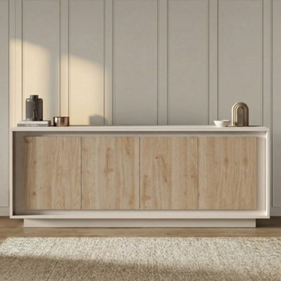 FurniComp LTD Furnicomp Berlin 4 Door 207Cm Cashmere And Cadiz Oak Sideboard