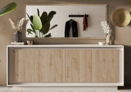 FurniComp LTD Furnicomp Berlin 4 Door 207Cm Cashmere And Cadiz Oak Sideboard - thumbnail 4