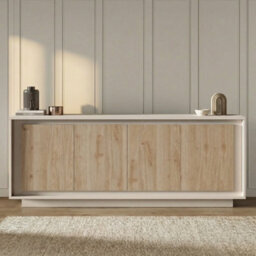 FurniComp LTD Furnicomp Berlin 4 Door 207Cm Cashmere And Cadiz Oak Sideboard - thumbnail 1