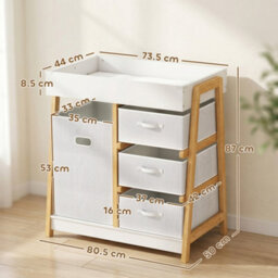 Aiyaplay Baby Changing Table With 3 Drawers, Basket, Waterproof Pad - thumbnail 3