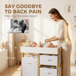 Aiyaplay Baby Changing Table With 3 Drawers, Basket, Waterproof Pad - thumbnail 4