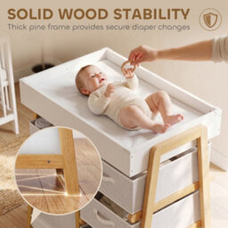 Aiyaplay Baby Changing Table With 3 Drawers, Basket, Waterproof Pad - thumbnail 5