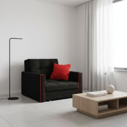 Viva Bis I Armchair With Sleeping Function Storage Container Wooden Frame 103X85X98Cm Black And Red
