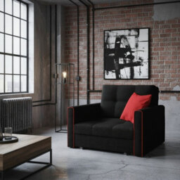 Viva Bis I Armchair With Sleeping Function Storage Container Wooden Frame 103X85X98Cm Black And Red - thumbnail 2