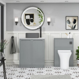 Royal Bathrooms Royal Bathroom Elmore 700mm Matt Pebble Grey Freestanding Countertop Bathroom Vanity Unit 2 Door With Art Square Basin - thumbnail 5