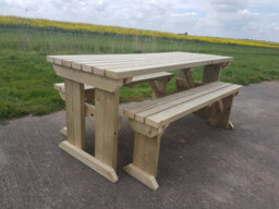 Arbor Garden Solutions Yews Picnic Bench - Wooden Garden Table And Bench Set (7Ft, Natural Finish) - thumbnail 6