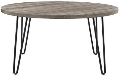 Dorel Home Owen Retro Round Coffee Table In Distressed Grey Oak - image 1