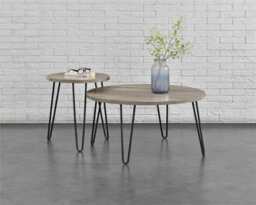 Dorel Home Owen Retro Round Coffee Table In Distressed Grey Oak - thumbnail 5