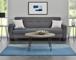 Dorel Home Owen Retro Round Coffee Table In Distressed Grey Oak - thumbnail 4