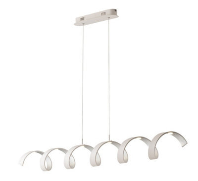 Luminosa Lighting Luminosa Helix Integrated Led Swirl Effect Bar Pendant, White, Silver, 4000K