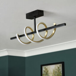 Inlight Hadston Spiral Matt Aluminium & Plastic Black Led Ceiling Light