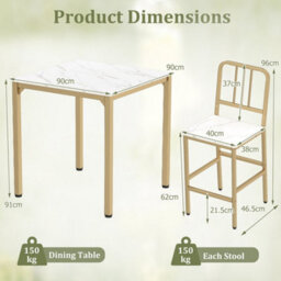 Counter Height Dining Table Set For 4 With Faux Marble - thumbnail 2