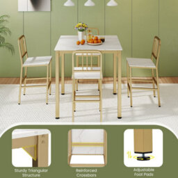 Counter Height Dining Table Set For 4 With Faux Marble - thumbnail 6