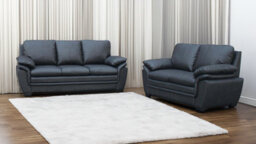 UK Leisure World Black Sofa Suites Settee 3 2 Three Two  Sofa Set Seater Armchair Faux Leather