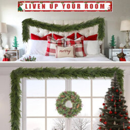 Amorly 2.2M Artificial Norfolk Pine Garland Pine Foliage, Realistic Winter Greenery For Mantel, Fireplace And Stair Holiday Decorations - thumbnail 8