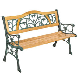 Tectake Garden Bench Kathi - 2-Seater, Wood, Cast Iron, 124 X 60 X 83 Cm - Brown