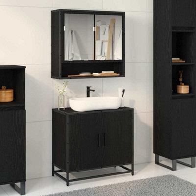 Walplus Bathroom Sink Cabinet Black Oak 65 X 33 X 60 Cm Engineered Wood - image 1