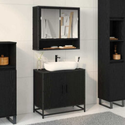 Walplus Bathroom Sink Cabinet Black Oak 65 X 33 X 60 Cm Engineered Wood - thumbnail 1