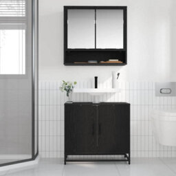 Walplus Bathroom Sink Cabinet Black Oak 65 X 33 X 60 Cm Engineered Wood - thumbnail 4