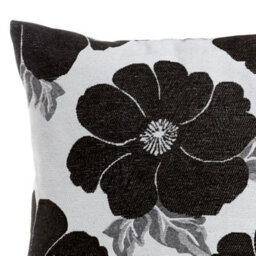 Luxury Living Poppy Luxury Floral Chenille Cushion Black/grey - thumbnail 2