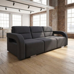 Upholstered Living Room Sofa Bed With Ottoman Foam Filling Wavy Springs Plastic Legs Wooden Frame Grey - thumbnail 2
