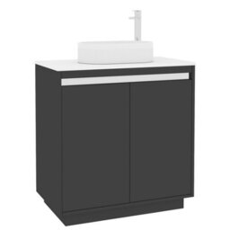 Royal Bathrooms Orion 800mm Matt Obsidian Black Floor Standing Plain White Countertop Vanity Unit 2 Door With Lyon Basin & Chrome Accent Trim - thumbnail 6