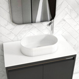 Royal Bathrooms Orion 800mm Matt Obsidian Black Floor Standing Plain White Countertop Vanity Unit 2 Door With Lyon Basin & Chrome Accent Trim - thumbnail 5