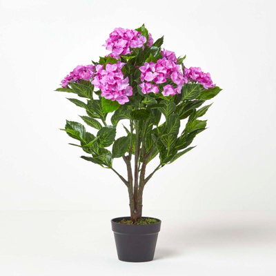 Homescapes Artificial Lilac Handcrafted Hydrangea Plant With Pot, 85 Cm - image 1