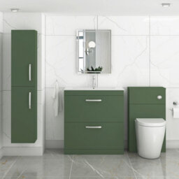 Royal Bathrooms Turin 800mm Floor Standing Vanity Unit Matt Green 2 Drawer Minimalist Basin - thumbnail 4