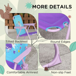 Outsunny Kids Bistro Table And Chair Set W/ Fairy Theme, Adjustable Parasol - thumbnail 8