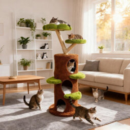 Cat Tree Tower Scratching Post Scratcher Branch Cat Condo House Bed Furniture Xl - 61X148Cm - thumbnail 7