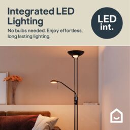 GoodHome Pulmoz Matt Black 2 Lights Led Mother & Child Floor Light - thumbnail 8