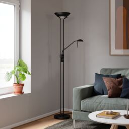 GoodHome Pulmoz Matt Black 2 Lights Led Mother & Child Floor Light - thumbnail 2
