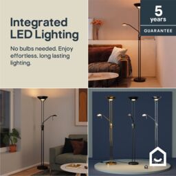 GoodHome Pulmoz Matt Black 2 Lights Led Mother & Child Floor Light - thumbnail 9