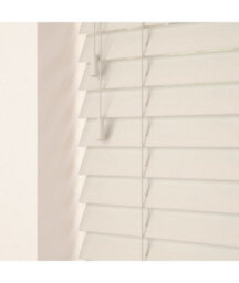 50mm Slat Cream Real Wood Venetian Blind With Strings 120Cm Drop 120Cm Wide