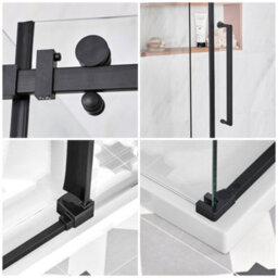 Homestylestore Black Reversible Corner Frameless Sliding Door Shower Enclosure With White Tray And Fast Flow Waste 1000 X 800mm - thumbnail 2