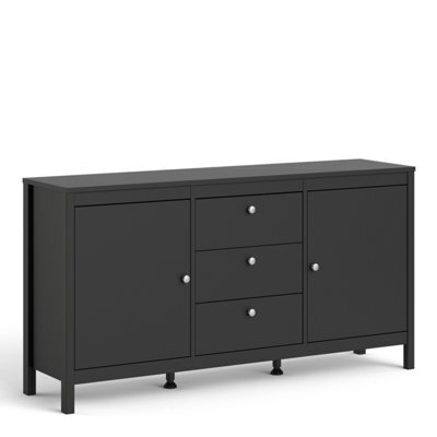 Furniture To Go Madrid 2 Door 3 Drawer Sideboard In Matt Black - image 1